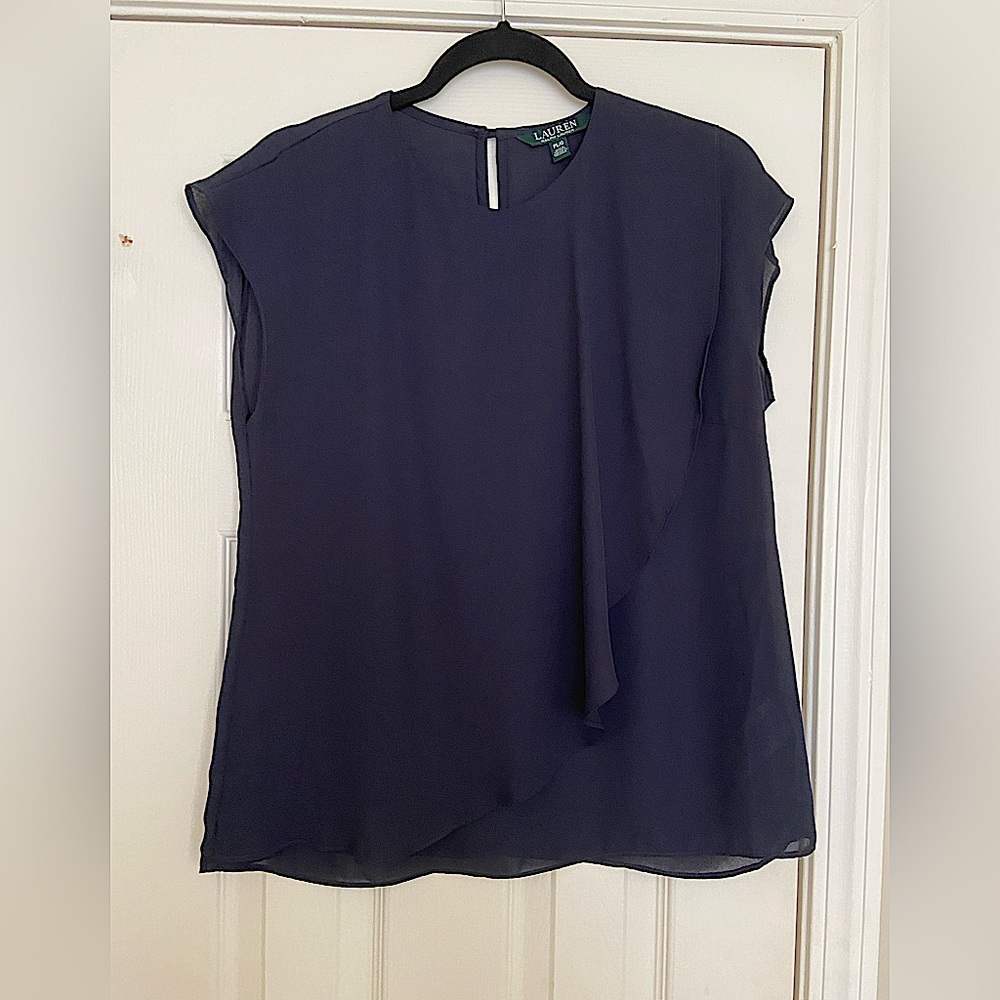 Navy petite Ralph Lauren top